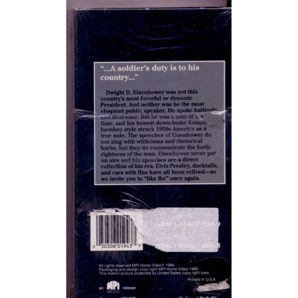 DWIGHT D. EISENHOWER THE SPEECHES ON VHS, ©1988, 60 Minutes, B&W - Picture 2 of 2
